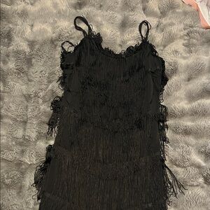 Le Chateau Elegant Black Fringe Dress